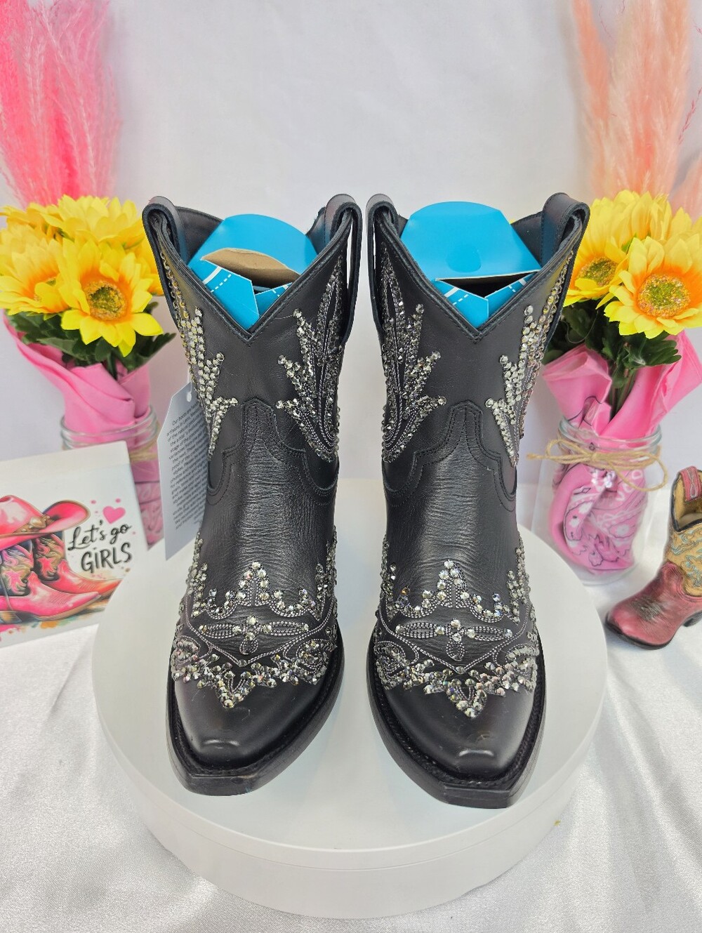 New LANE Lexington Cowgirl Boots W/ Swarovski Crystals 7.5 - Picture 3 of 10